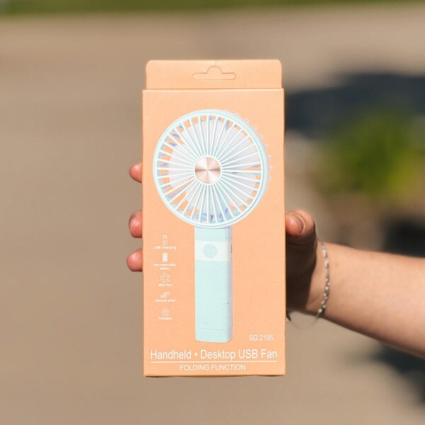 Two Tone Portable Hand Fan with Adjustable Angle front